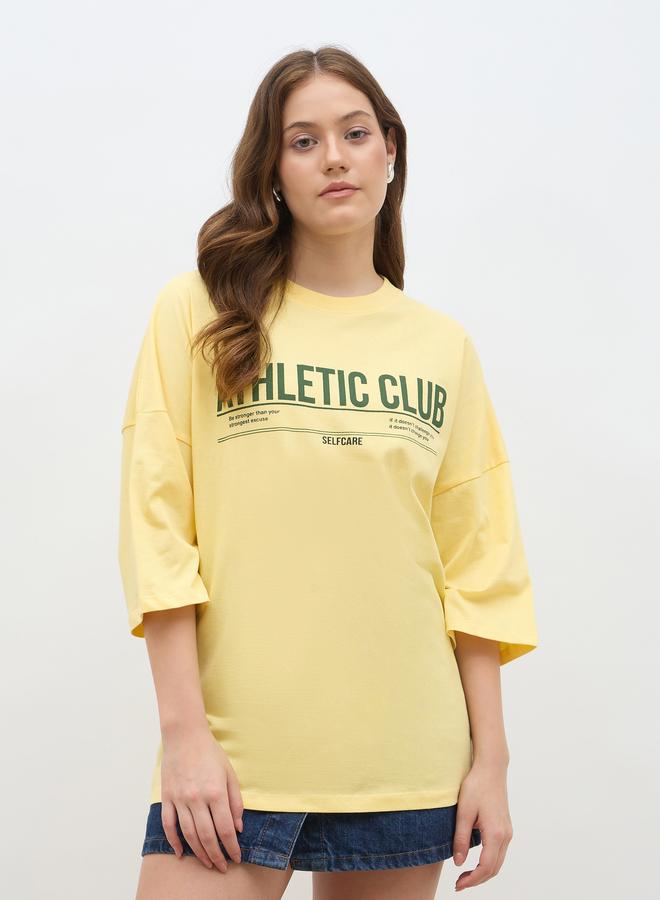 Styli Slogan Print Oversized T-Shirt - Image 1