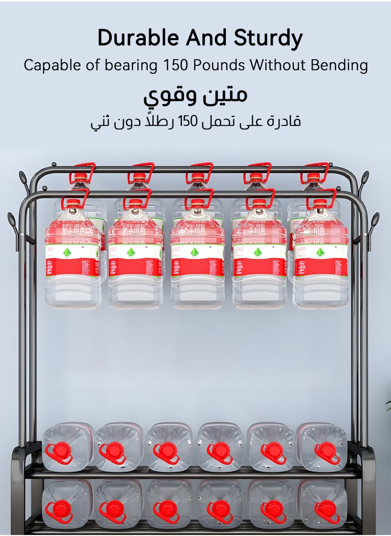 يو إل اتش واي سي منظم علاقات ملابس معدنية وحامل ملابس أسود بعجلات باللون الأسود  - Image 5