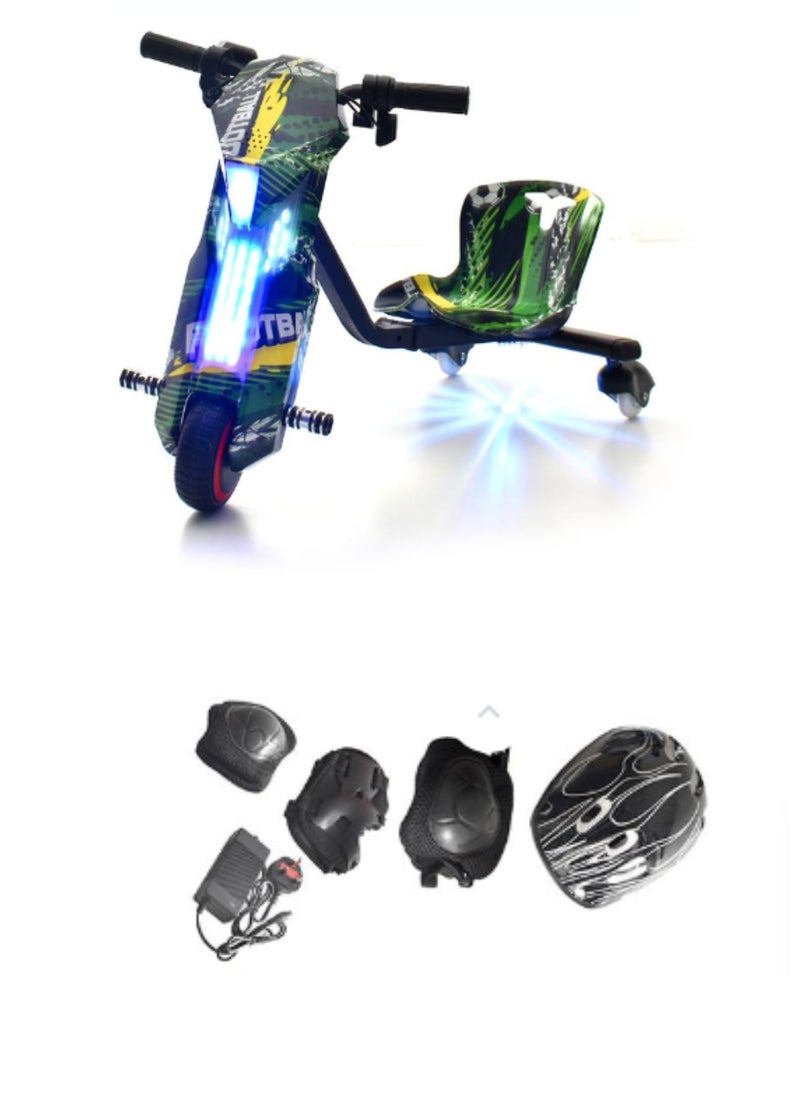 Zaprus - Mini electric drift scooter toy, withstands up to 50 kilograms, with 36 volt high-power pedal, 4800 AMP , equipped with 3 wheels and safety accessories. - Image 1