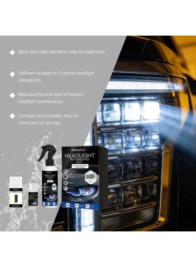 Headlight Restoration Kit, 120ml Polish Spray with UV Protection - Image 5
