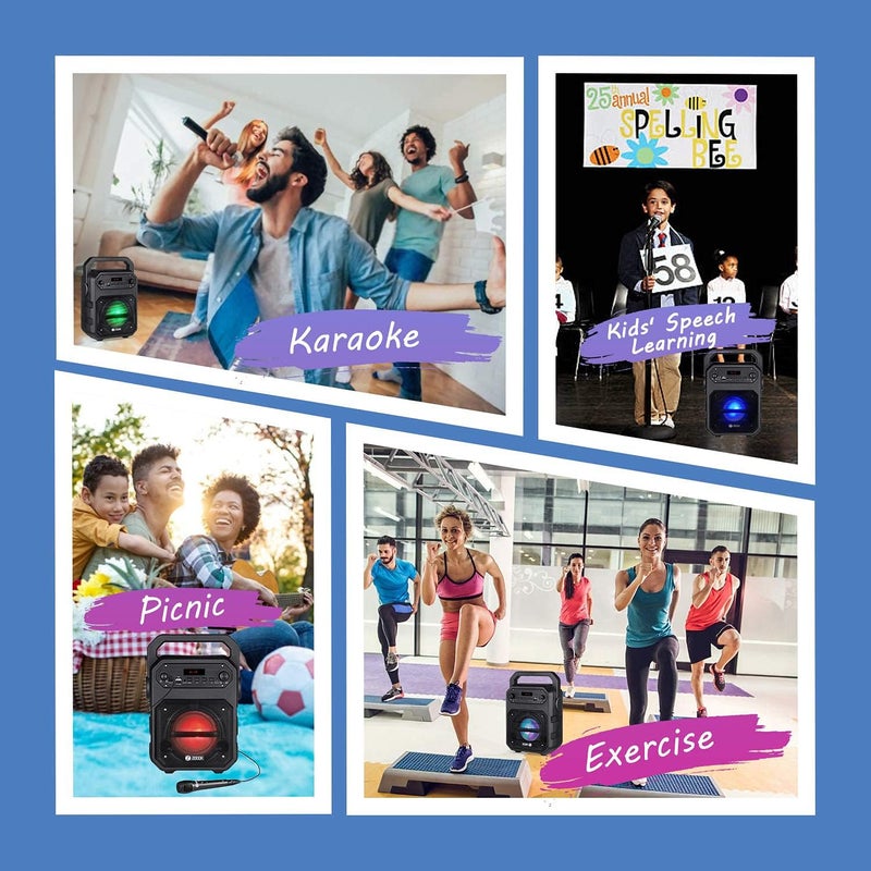 Zoook Renewed - Zoook Rocker Thunder 20 Watts Bluetooth Speaker with Karaoke Mic, FM Radio, USB, and LED Lights - Image 5