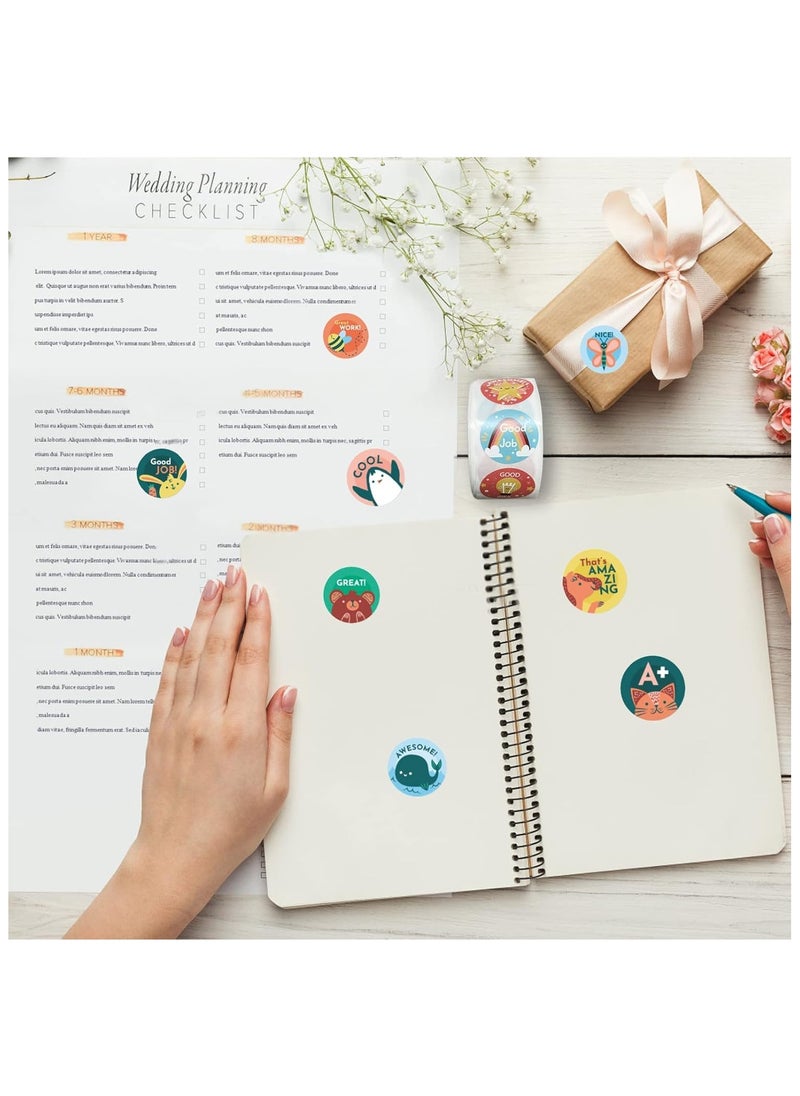 BreeJooy - 2000PCS Reward Stickers, Teacher Reward Stickers School Stickers 4 Roll Motivational Stickers in 24 Designs for Children Students Teachers Classroom - Image 1