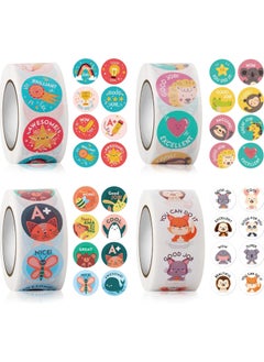 BreeJooy 2000PCS Reward Stickers, Teacher Reward Stickers School Stickers 4 Roll Motivational Stickers in 24 Designs for Children Students Teachers Classroom  - Image 1