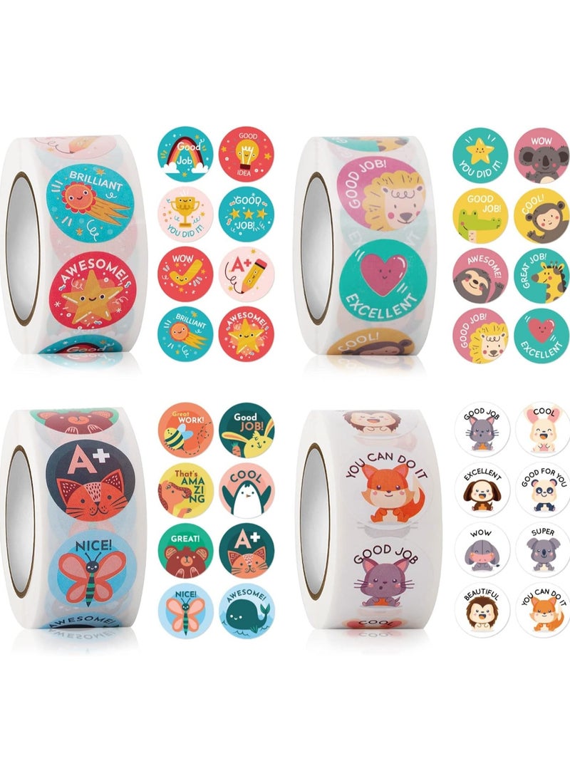 BreeJooy - 2000PCS Reward Stickers, Teacher Reward Stickers School Stickers 4 Roll Motivational Stickers in 24 Designs for Children Students Teachers Classroom - Image 1