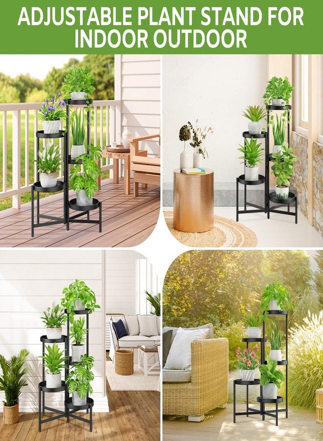iDavosic.ly 5 Tier Large Plant Stand Indoor, 10 Inch Wide Tall Corner Metal Plant Stands Outdoor for Multiple Plants, Folding Tiered Flower Display Holder Rack Shelf, Black - Image 2