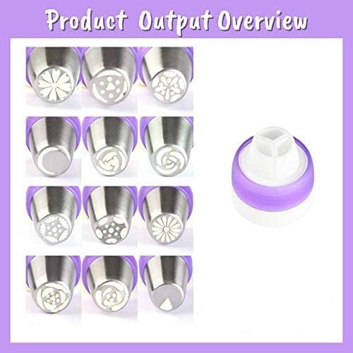 12 Russian Nozzles Piping Tips Cake Cupcake Decorating Set with 1 TriColor Coupler Use 3 Colors at Once Great Baking Gift  - Image 2