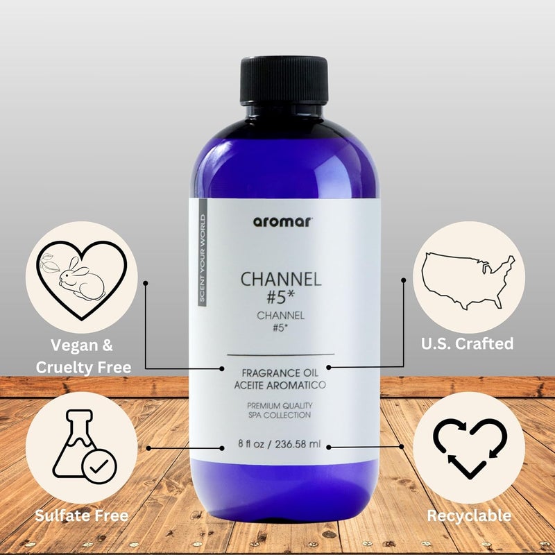 aromar Premium Fragrance Oil, Long-Lasting, Reinvigorating Uplifting Aroma for Aromatherapy, Relaxation & Household Uses. Channel # 5 8oz - Image 2