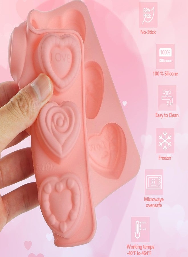 Vidotim 4Pack Heart Chocolate Mold,9 Design Love Shaped Mold,Non-Stick Heart Silicone Molds for Candy,Ice Cube,Cake Pop,Soap(1.31"(4Pcs)) - Image 3