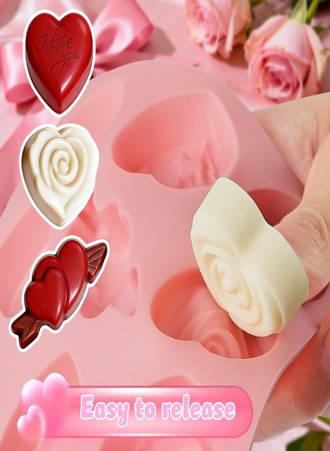 Vidotim 4Pack Heart Chocolate Mold,9 Design Love Shaped Mold,Non-Stick Heart Silicone Molds for Candy,Ice Cube,Cake Pop,Soap(1.31"(4Pcs)) - Image 4
