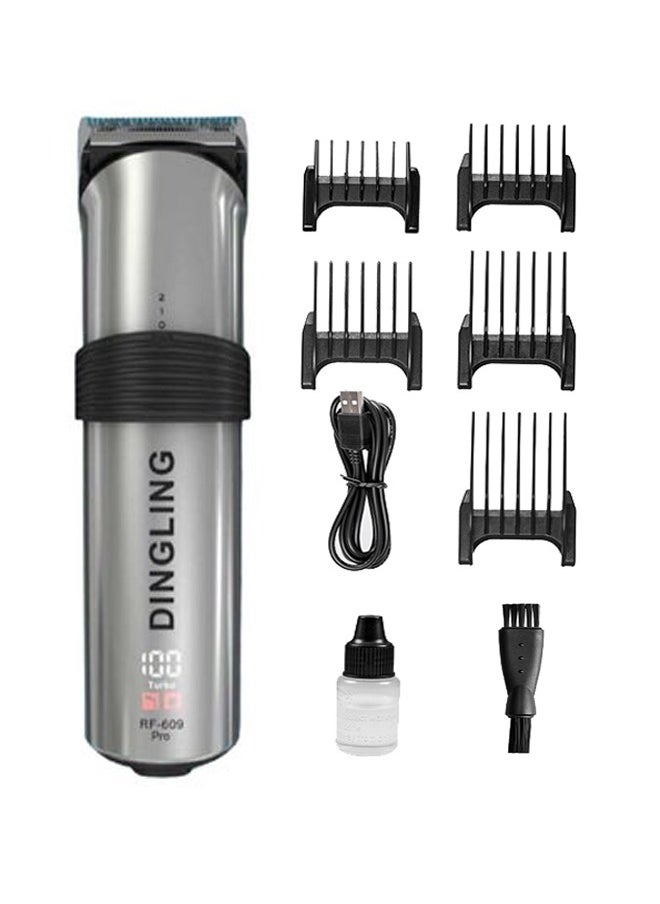 DINGLING Professional Electric Hair Clipper with Blade Men's Hair Trimmer RF-609PRO Silver 