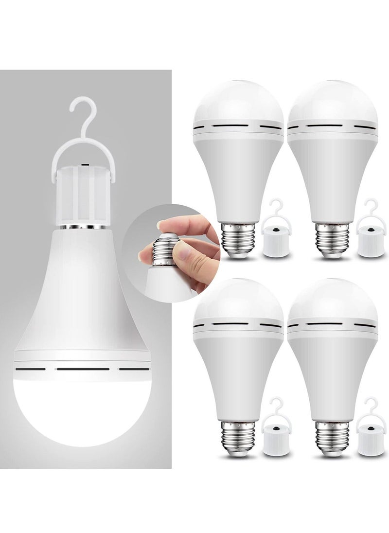 Emergency Rechargeable Light Bulbs LED 15W 80W Equivalent Stay Light Up When Power Failure 1200mAh Battery Self Charging Emergency Light Bulb for Power Outage Home Camping Tent (4PK Daylight) - Image 1