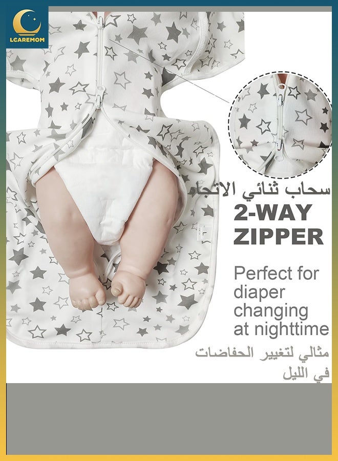 LCAREMOM Baby Swaddle Wrap,Baby Cotten Sleep Sack, Baby Wearable Blanket with Arms up Months, Newborn Receiving Swaddle Blanket Wrap 2 Way Zipper Unisex, Baby Gift (S) - Image 4