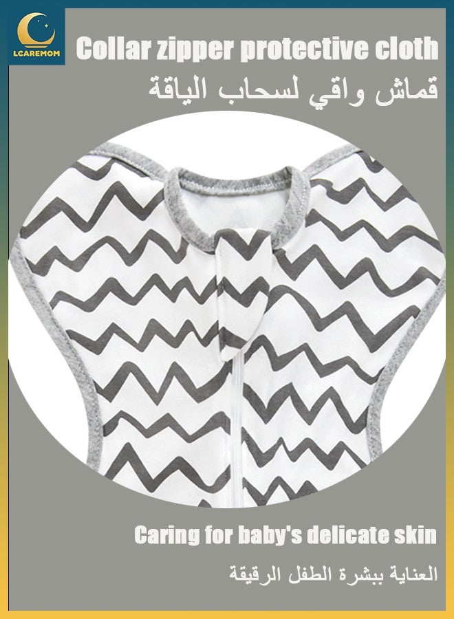 LCAREMOM Baby Swaddle Wrap,Baby Cotten Sleep Sack, Baby Wearable Blanket with Arms up Months, Newborn Receiving Swaddle Blanket Wrap 2 Way Zipper Unisex, Baby Gift (S) - Image 3