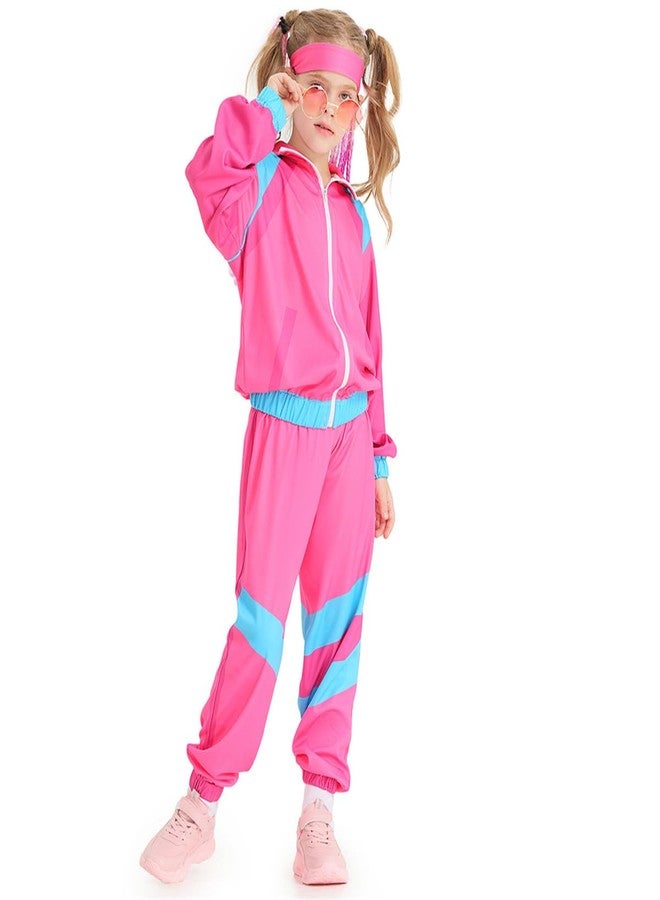 JELEUON Boys Girls Retro Hip Hop 80s Tracksuit Costume Dance Sportswear Top Pants Sets Outfit Colorblock Windbreaker Sets XS - Image 3