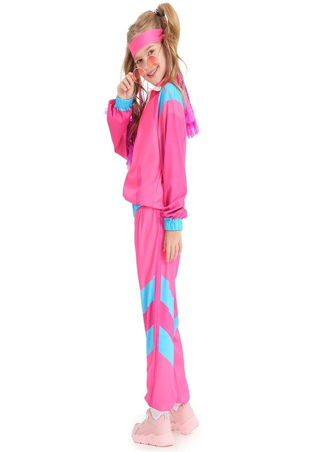 JELEUON Boys Girls Retro Hip Hop 80s Tracksuit Costume Dance Sportswear Top Pants Sets Outfit Colorblock Windbreaker Sets XS - Image 4