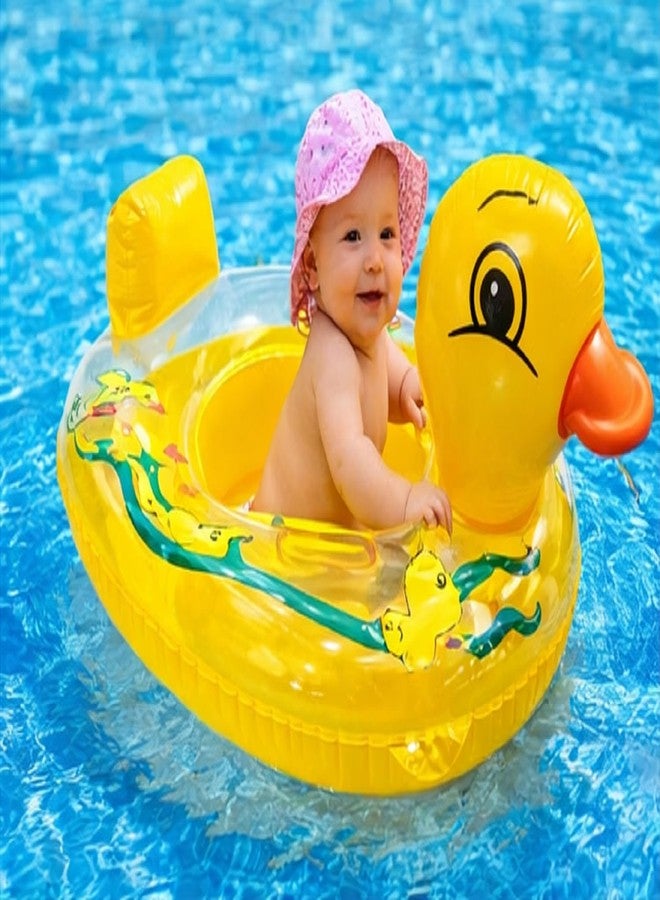 TRADY Cute Duck Baby Inflatable Swim Ring with Seat & Back Support | Safe Toddler Pool Float | Kids Swimming Tube for Beach & Pool | Yellow Baby Float - Image 3
