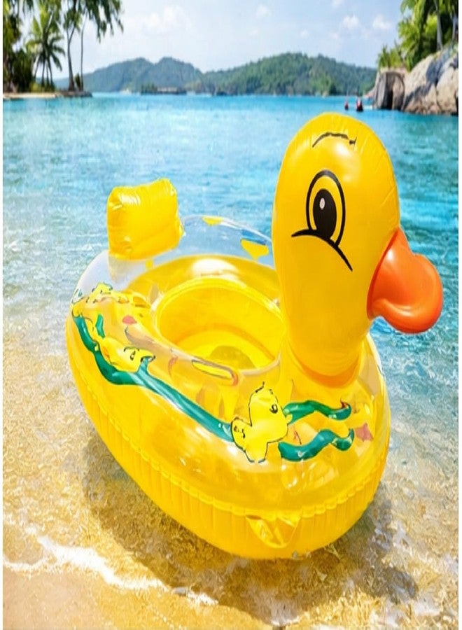 TRADY Cute Duck Baby Inflatable Swim Ring with Seat & Back Support | Safe Toddler Pool Float | Kids Swimming Tube for Beach & Pool | Yellow Baby Float - Image 2