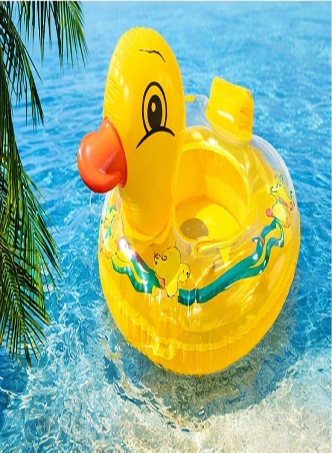 TRADY Cute Duck Baby Inflatable Swim Ring with Seat & Back Support | Safe Toddler Pool Float | Kids Swimming Tube for Beach & Pool | Yellow Baby Float - Image 4