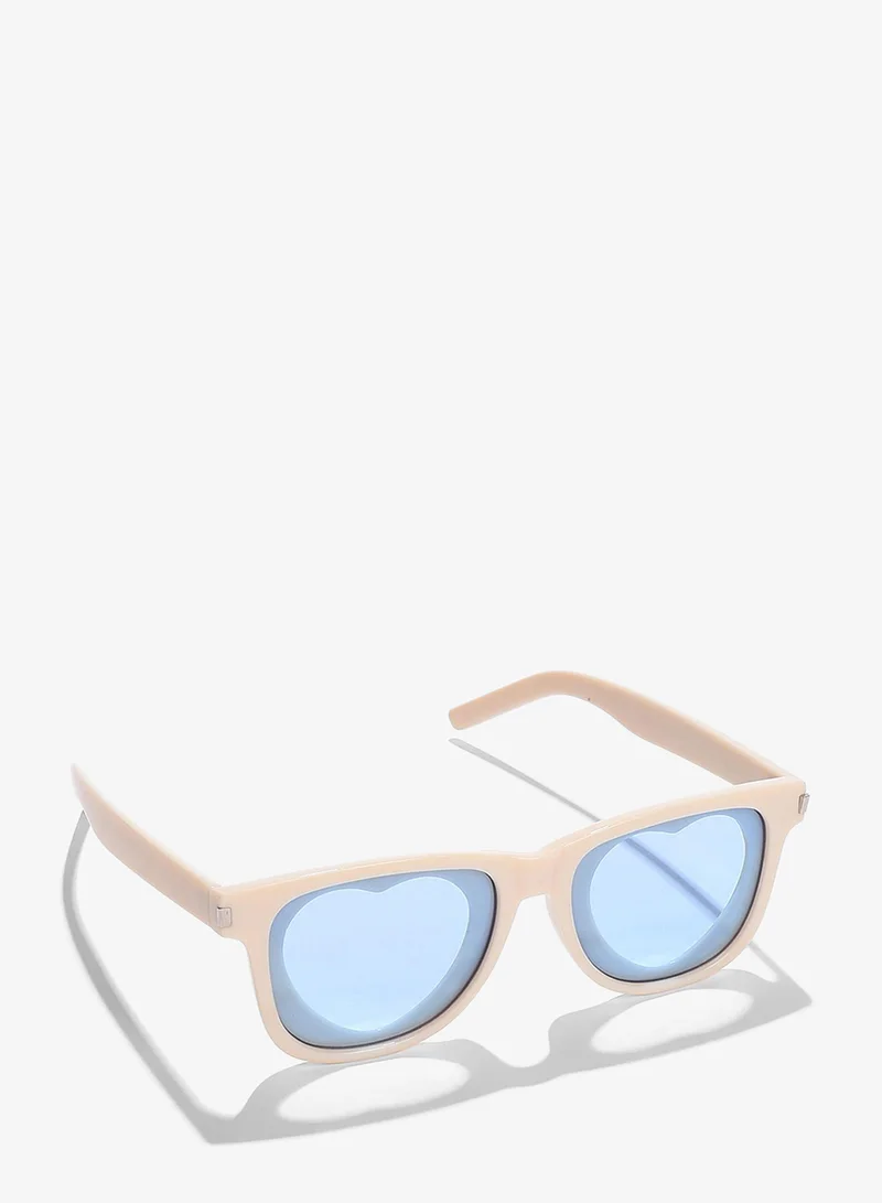 Haute Sauce Blue Lens White Square Sunglasses