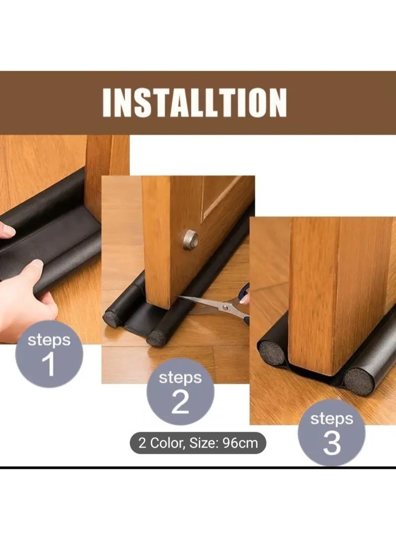 PU Leather Door Draft Stopper, Windproof Bottom Seal Strip - Image 2