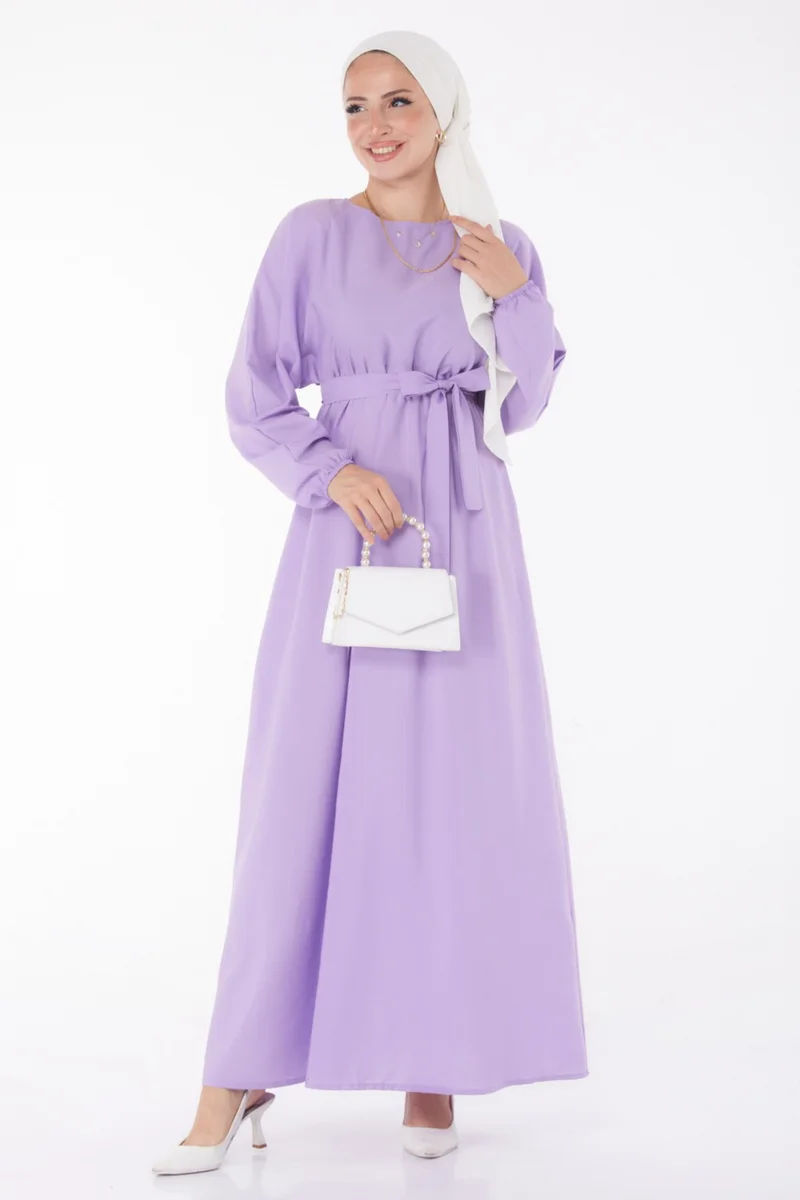 Tofisa Plain Crew Neck Women's Lilac Dress - 13221