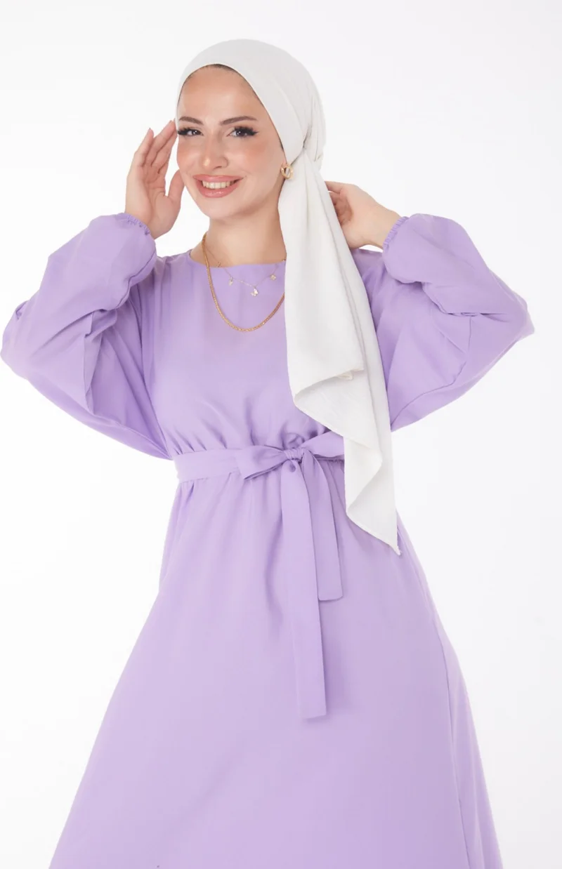 Tofisa Plain Crew Neck Women's Lilac Dress - 13221