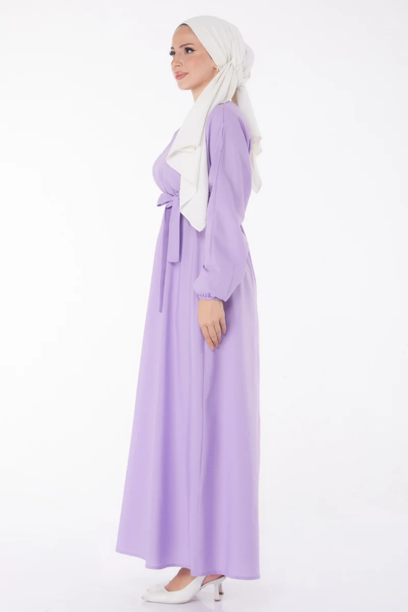 Tofisa Plain Crew Neck Women's Lilac Dress - 13221