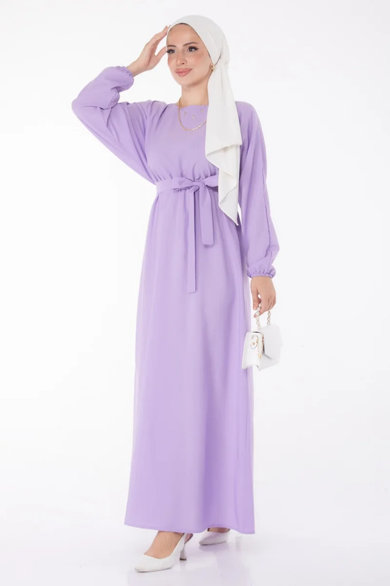 Tofisa Plain Crew Neck Women's Lilac Dress - 13221