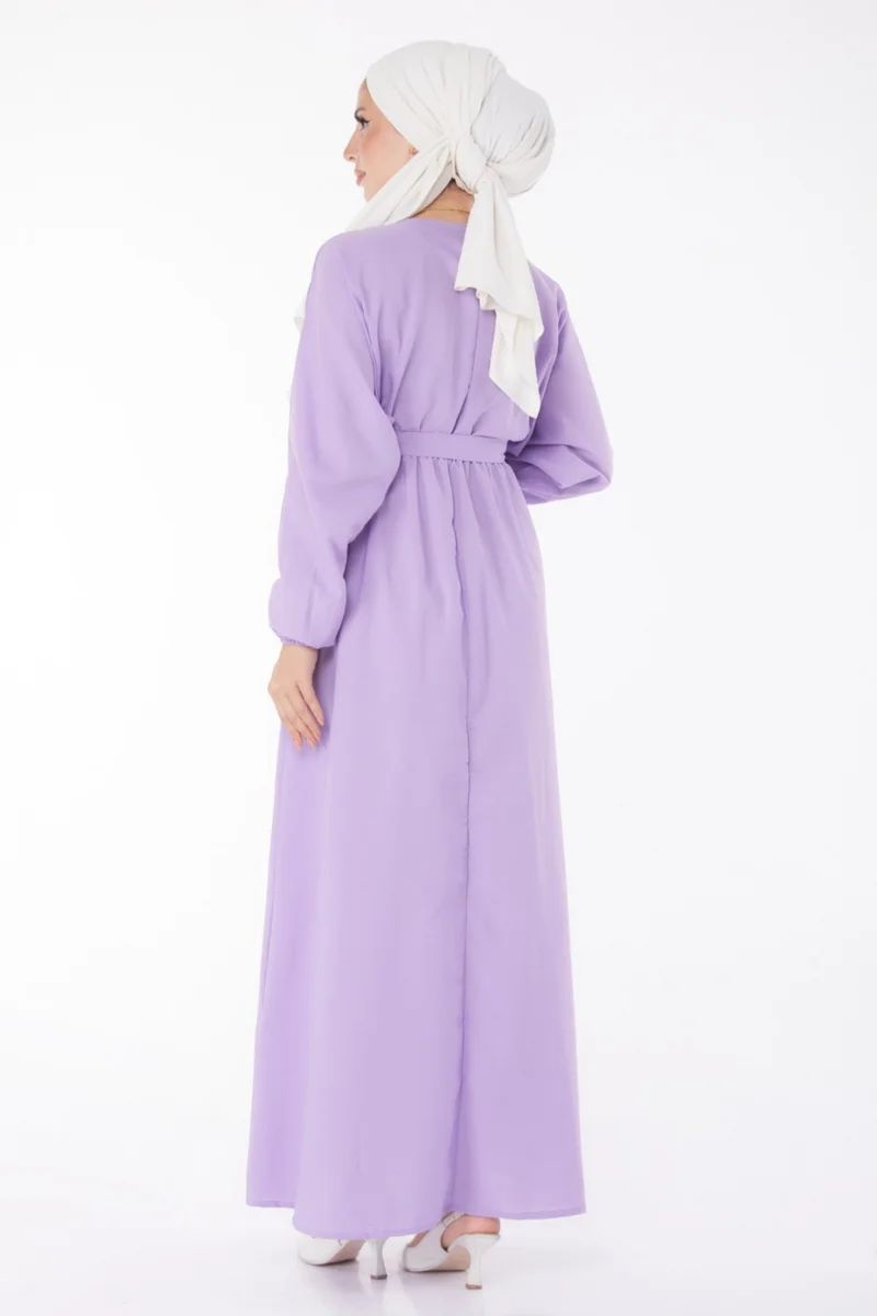Tofisa Plain Crew Neck Women's Lilac Dress - 13221