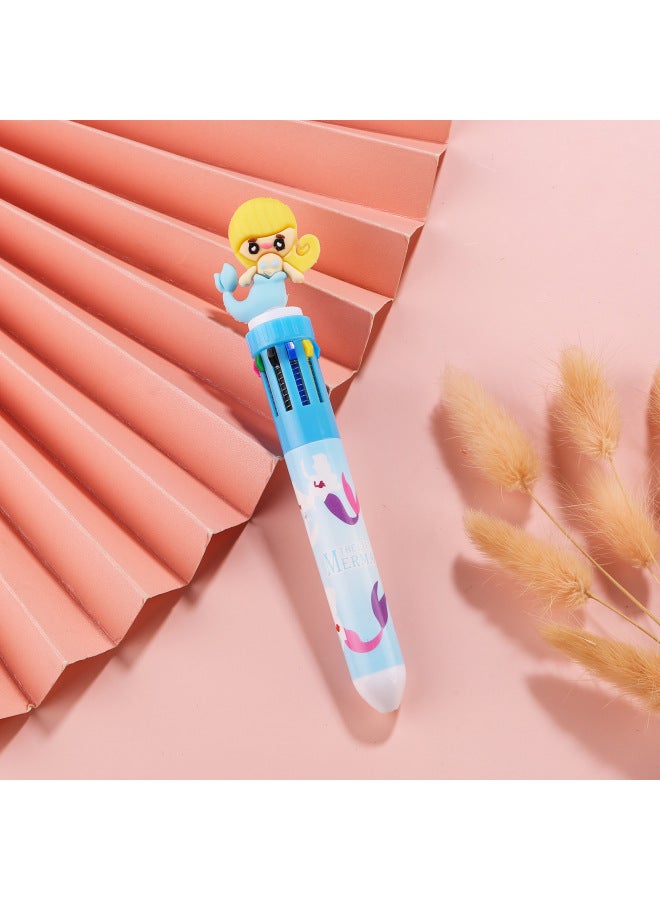 Autonomy Creative Stationery Ten Color Ballpoint Pen Cartoon Student Color Hand Account Pen Girl Heart Multi-color Press Ballpoint Pen - Image 1