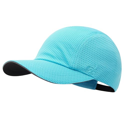 GADIEMKENSD Women's Lightweight Running Hat Breathable Summer Cap Womens Quick Dry Sports Hat with Reflective Brim Ponytail Hats for Golf Hiking Tennis Workout Gym Sky Blue - Image 1