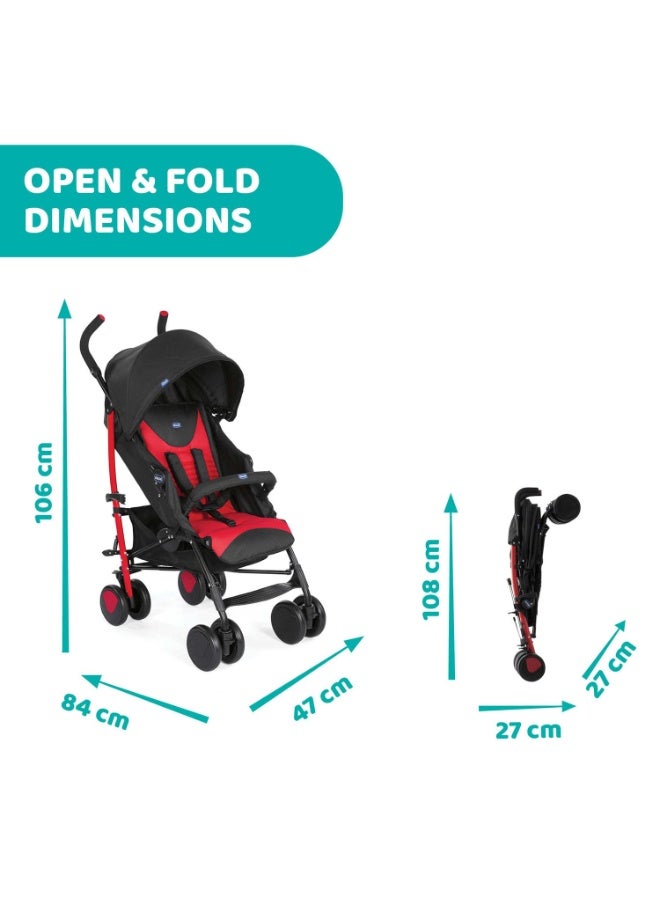 Chicco Echo Stroller with Bumper Bar, Pram for 0 to 5 years New Born / Baby / Toddler / Kid (Boy,Girl), (Upto 22 Kgs, Red) - Image 2