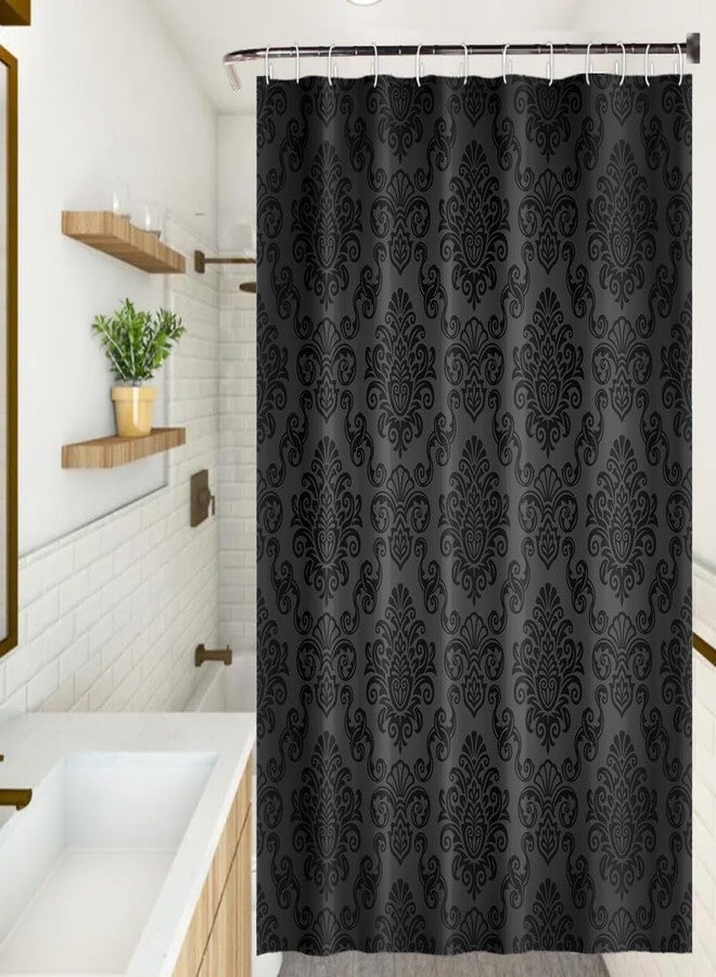 Umpoo Black Damask Floral Shower Curtain 72x96 inch Vintage Classic Flower Pattern Minimalist for Bathroom Decor Sets Fabric Waterproof Polyester Fabric Accessories with Hooks - Image 1