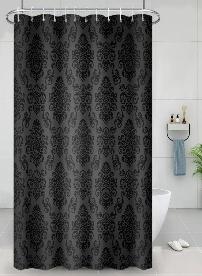 Umpoo Black Damask Floral Shower Curtain 72x96 inch Vintage Classic Flower Pattern Minimalist for Bathroom Decor Sets Fabric Waterproof Polyester Fabric Accessories with Hooks - Image 2