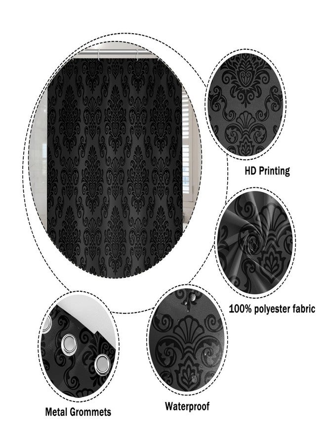 Umpoo Black Damask Floral Shower Curtain 72x96 inch Vintage Classic Flower Pattern Minimalist for Bathroom Decor Sets Fabric Waterproof Polyester Fabric Accessories with Hooks - Image 5