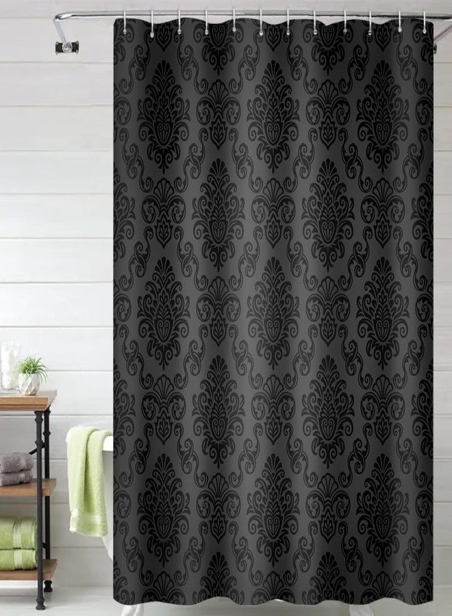 Umpoo Black Damask Floral Shower Curtain 72x96 inch Vintage Classic Flower Pattern Minimalist for Bathroom Decor Sets Fabric Waterproof Polyester Fabric Accessories with Hooks - Image 3