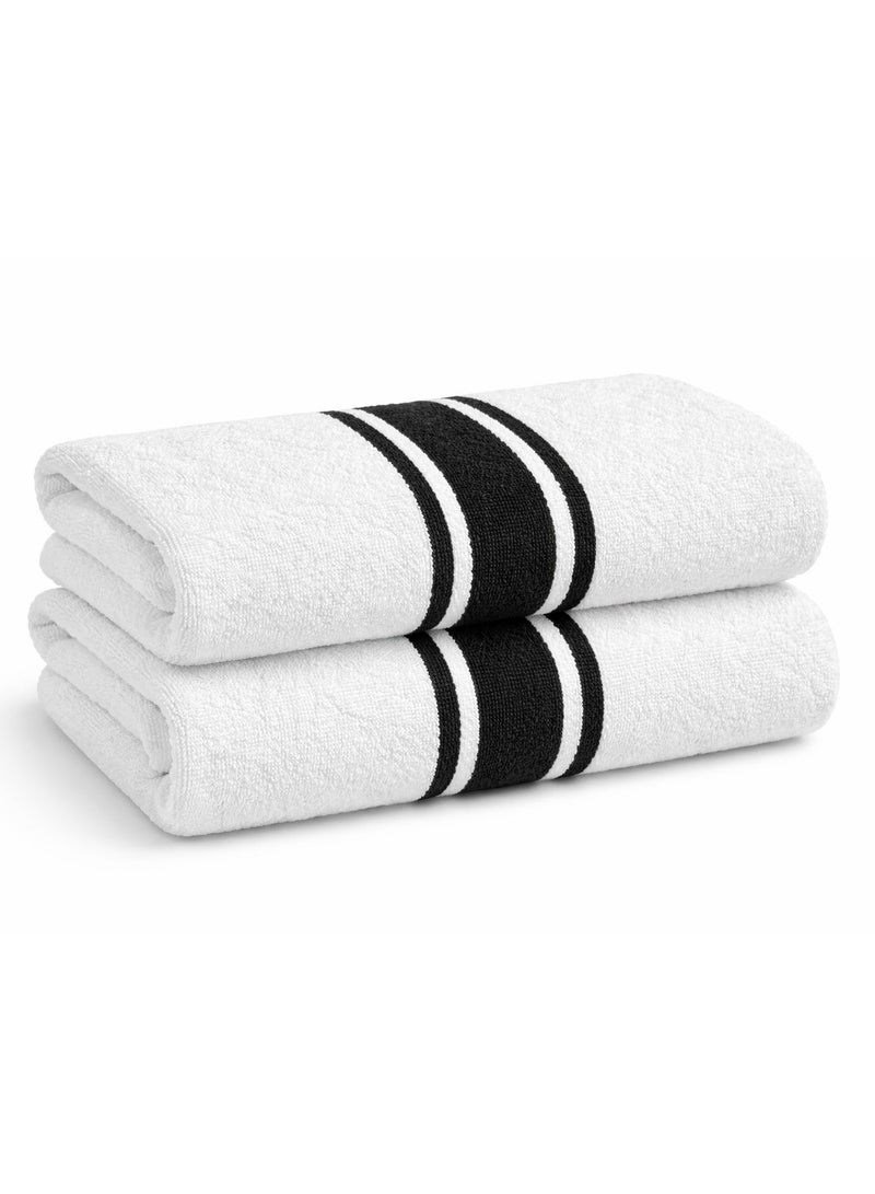 Bliss Casa Oversized Beach Towels (75x150 cm) - Extra Large 100% Cotton Summer Pool Cabana Stripe Highly Absorbent & Soft Towel (Black) - Image 1