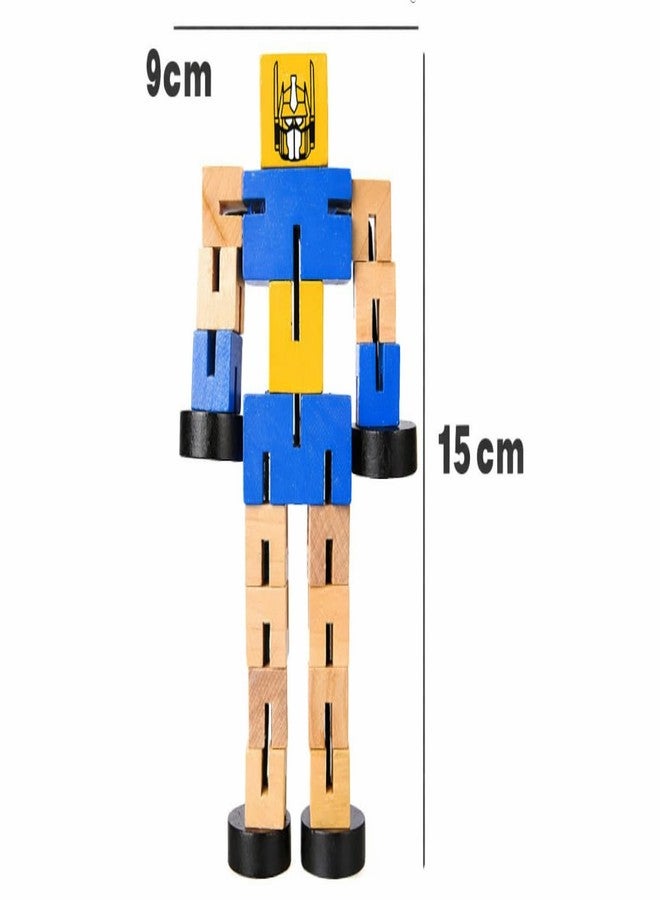 Clazic Wooden Human Robot Puzzle Toy for Kids | Transformable Building Blocks | STEM Educational Toy | Creative DIY Robot & Vehicle Puzzle (Multicolor)(Pack of 1) - Image 2