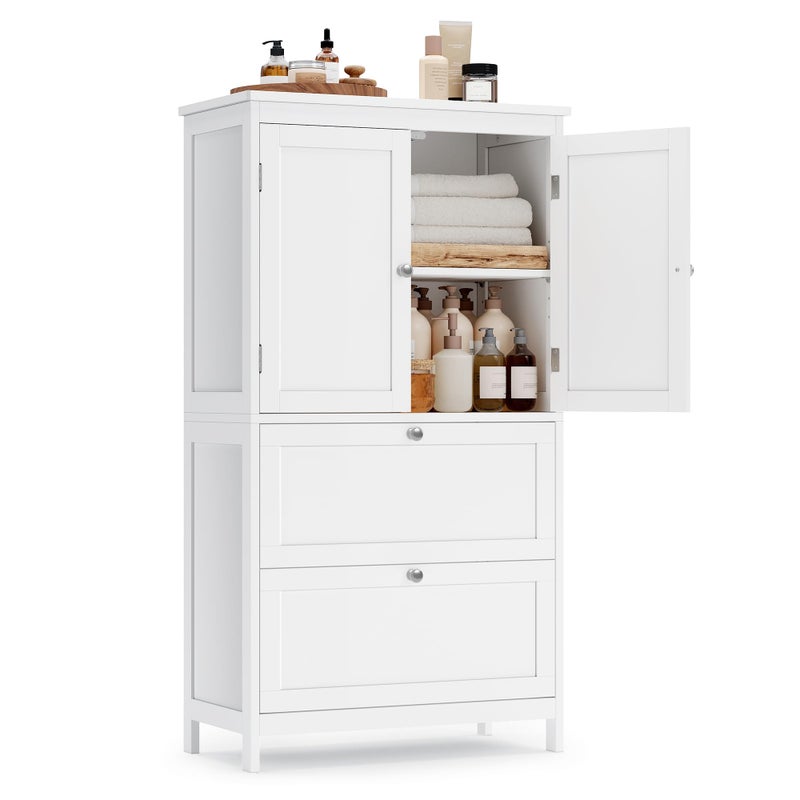 VASAGLE VASAGLE Bathroom Floor Storage Cabinet Bathroom Storage Unit Freestanding Cabinet with 2 Drawers and 2 Doors Adjustable Shelf 118 x 236 x 433 Inches White UBBC551P31 