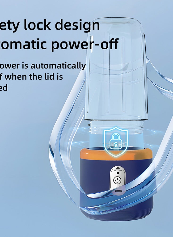 Aquaforest Portable Blender, Blender Juicer, Juice Cup Fruit Blender, Portable Fruit Cup Smoothie And Smoothie Personal Blender, USB Rechargeable, Imported 304 Stainless Steel 6-blade Blade, PC Food Grade 400ml Travel Juice Cup, Dual Cup Body With 1 Sports Ccup Lid - Image 2