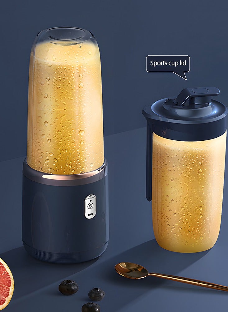 Aquaforest Portable Blender, Blender Juicer, Juice Cup Fruit Blender, Portable Fruit Cup Smoothie And Smoothie Personal Blender, USB Rechargeable, Imported 304 Stainless Steel 6-blade Blade, PC Food Grade 400ml Travel Juice Cup, Dual Cup Body With 1 Sports Ccup Lid - Image 2