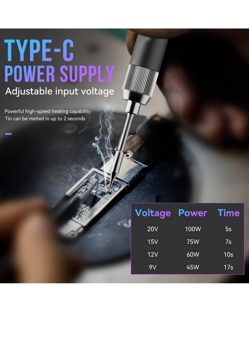 Soldering Iron Soldering Tool Hd Color Display Temperature Control Accurate 392¬∞F-842¬∞F Smart Mini Portable Soldering Iron Usb Soldering Iron Fast Heating With 2 charging cords. - Image 4