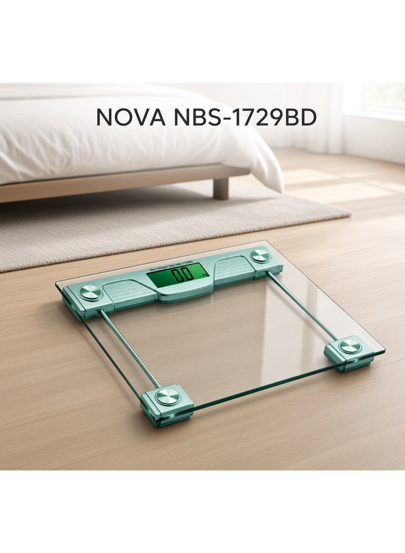 Nova NBS-1729BD Digital Personal Weighing Scale, 150KG Electronic Body Weight Scale, 6mm Tempered Glass Bathroom Scale, Digital Weight Machine for Home, Personal Fitness and Daily Weight Monitoring - Image 5
