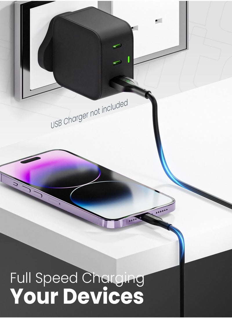 Moxedo - Moxedo Lite USB to Lightning Fast Charging Cable 1M Compatible for iPhone 14/14 Plus/14 Pro/14 Pro Max, iPhone 13/12 Series, iPhone SE 2022/11/XR/XS Max (Black) - Image 1