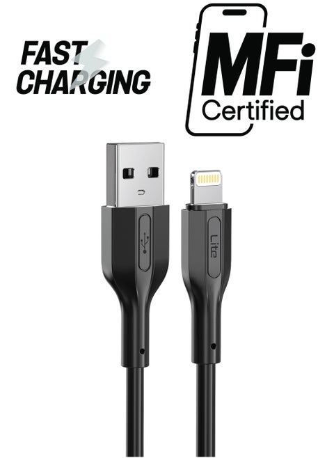 Moxedo Lite USB to Lightning Fast Charging Cable 1M Compatible for iPhone 14/14 Plus/14 Pro/14 Pro Max, iPhone 13/12 Series, iPhone SE 2022/11/XR/XS Max (Black)