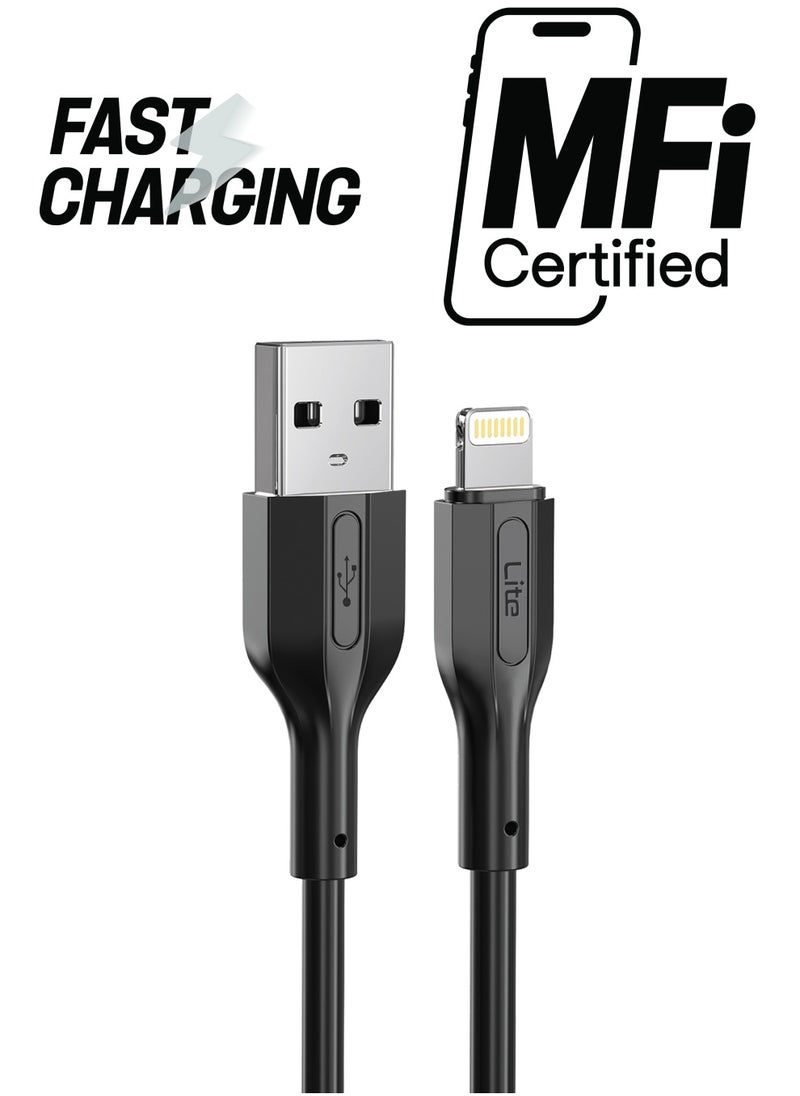 Moxedo - Moxedo Lite USB to Lightning Fast Charging Cable 1M Compatible for iPhone 14/14 Plus/14 Pro/14 Pro Max, iPhone 13/12 Series, iPhone SE 2022/11/XR/XS Max (Black) - Image 1