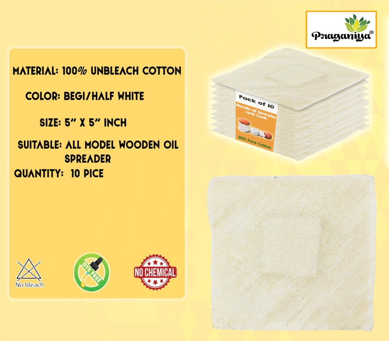 PRAGANIYA Wooden Oil Spreader Refill Cloths for Wooden Oil Dispenser/only Cloth/Multi Colour (10 Pcs) (Refill Cotton Cloths) - Image 2