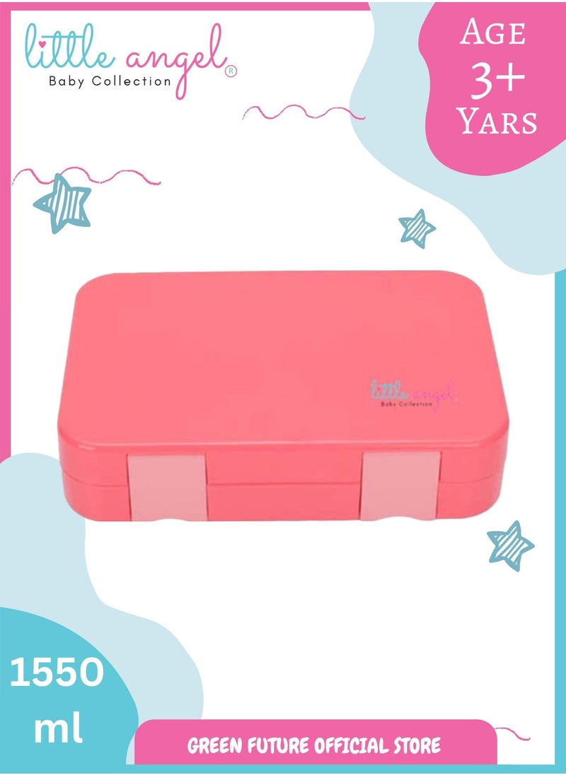 Little Angel - Kids Lunch Box - 6 Compartment Leak Proof Bento Box, Perfect for School- Pink - Image 1