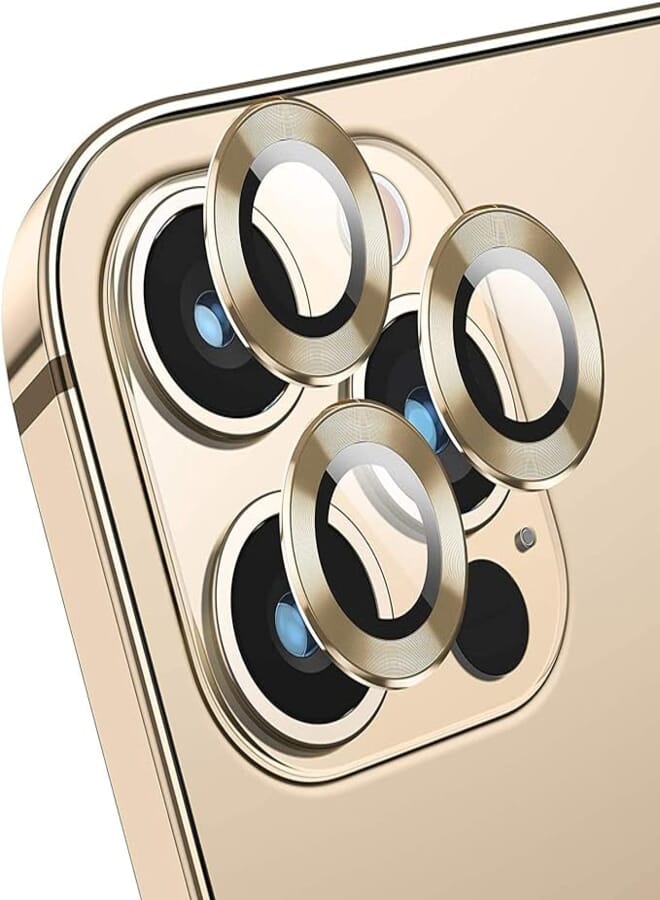 Coblue Camera Lens Protector For Iphone 12 Pro | Max (6.1/6.7) Inch, Premium Hd Tempered Glass Metal RingAluminum Alloy Lens Screen Cover Film Multiple Color (Iphone 12 Pro (6.1), Gold)