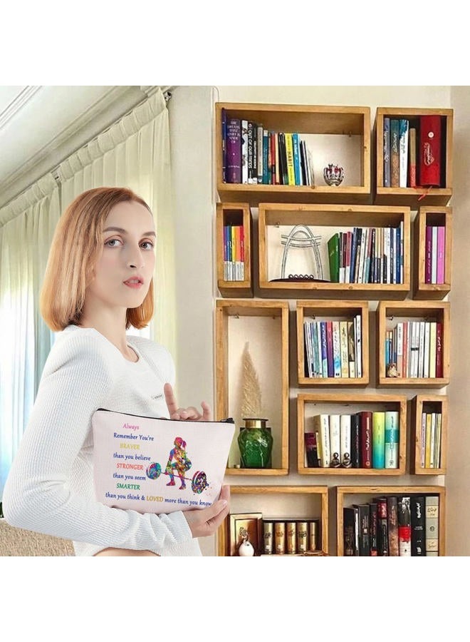 LEVLO Weight Lifting Cosmetic Make Up Bag Weightlifter Gifts Idea You Are Braver Stronger Smarter Than You Think Weightlifting Makeup Zipper Pouch Bag For Women Girls, Always Weight Lifting - Image 5